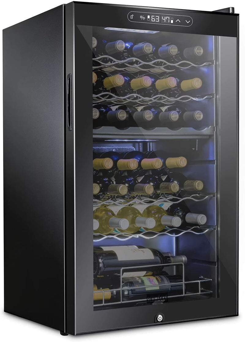 Schmecke Wine Fridge, Dual Freestanding Wine Refrigerator, 33 Bottle Wine Cooler F0299