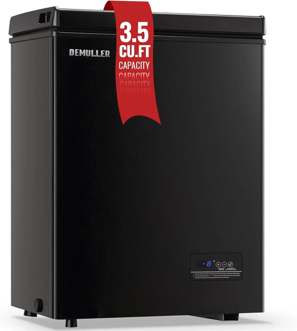 Chest Freezer 5.0Cubic Feet Deep Freezer Freestanding Freezers with 2 Removable Stainless Steel Basket, Mini Freezer Top Open Door Compact Freezer with Electronic Control 41℉ to -15℉BLACK X3396