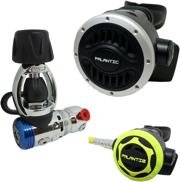 Yoke Regulator & Octopus Combo for Scuba Diving | High-Performance Over-Balanced Regulator, Silicone Mouthpiece, 27" Hose, Large Purge Button, 36" Yellow Octopus Hose N3657