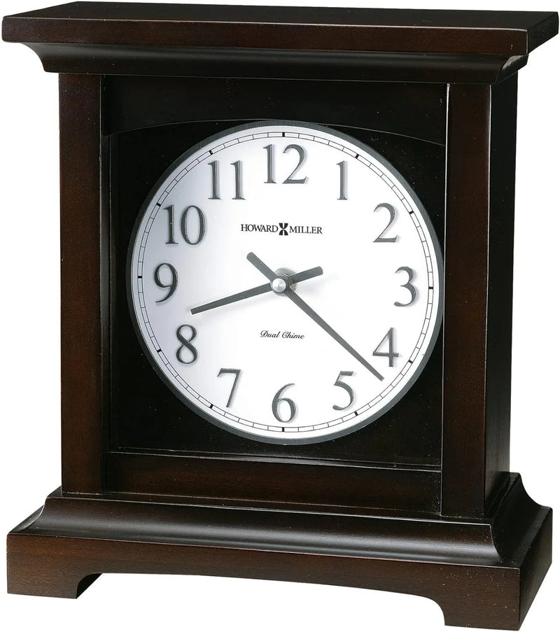 Type II Clock 549-718 - Black coffee-colored surface, with a retro home decoration style, quartz movement, dual alarm function, and automatic nighttime alarm-off feature A3220