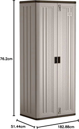 72-Inch Platinum Resin Storage Cabinet with Durable Double-Wall Construction, and Metal-Reinforced Shelves for Basement, Utility Room and Garage Storage, Platinum, Made in the USA