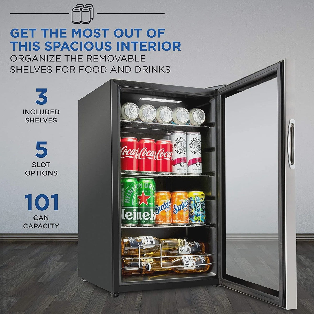 Ivation 101-Bottle Wine Cellar, Freestanding Mini Fridge - Stainless Steel