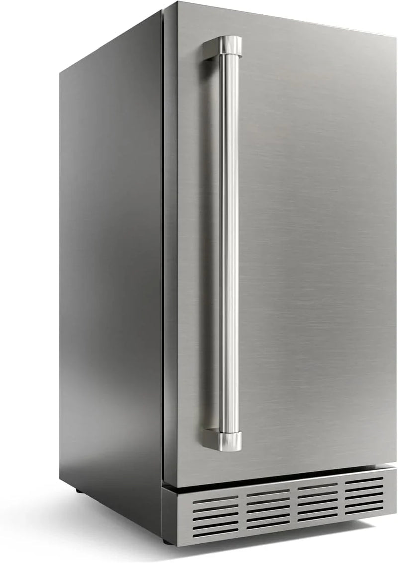 15 Inch Outdoor Refrigerator, Weather Proof Stainless Steel Beverage Beer Cooler Under Counter Fridge, Indoor/Outdoor Refrigerator with 3 Shelves for Patio Kitchen and Commercial Use G575