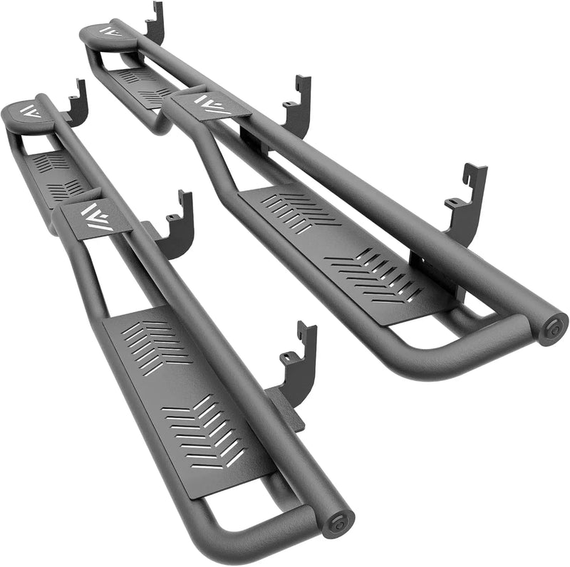 Three Raised Steps Running Boards Side Steps Compatible for 2015-2025 Colorado & GMC Canyon Crew Cab (4 Full Size Doors), Two Stairs Design Bolt-on Side Rails Step Bar F7945
