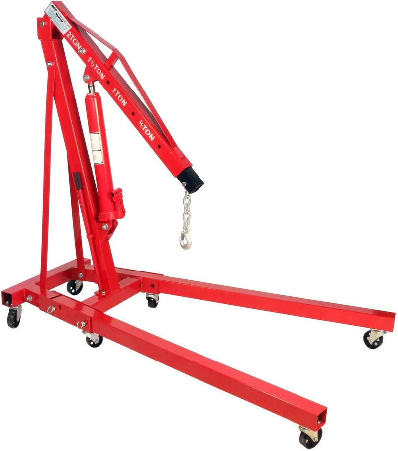 Dragway Tools 2 Ton Folding Hydraulic Engine Hoist Cherry Picker Shop Crane Hoist Lift with 6 Fully Rotating Caster Wheels Y1565