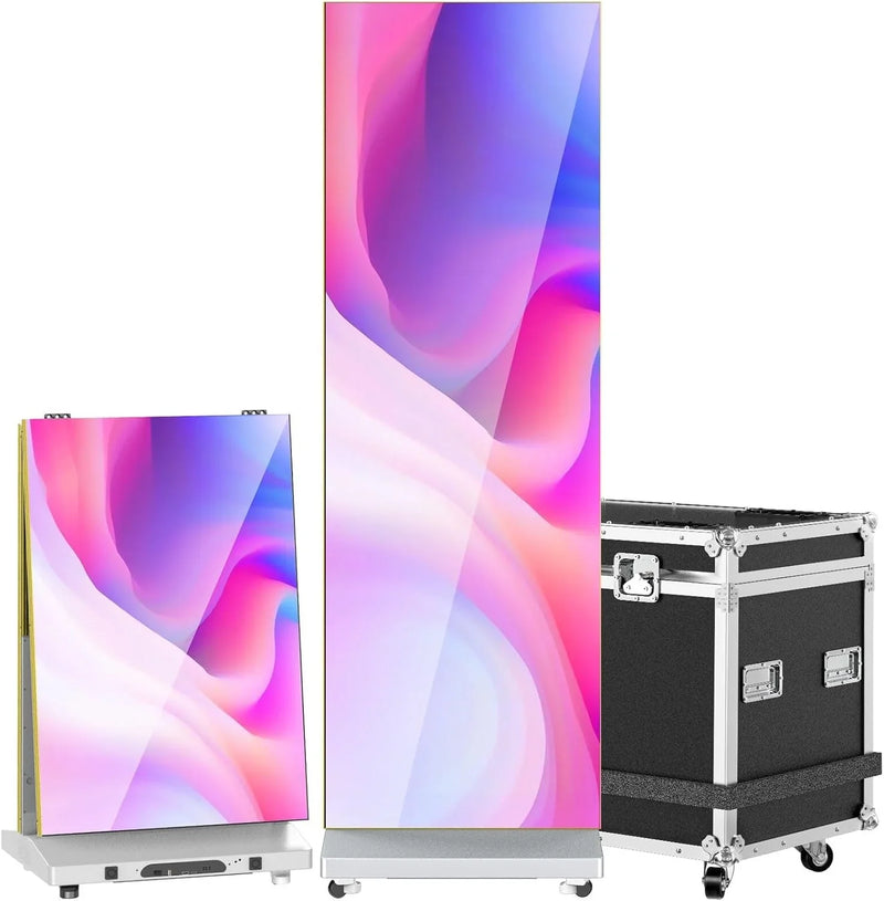 80" P1.86 Flexible Spliceable LED Poster Display – USB Plug-and-Play, Mobile & PC Remote Control, Digital Signage Advertising Screen (Silver, 1-Pack) L2634