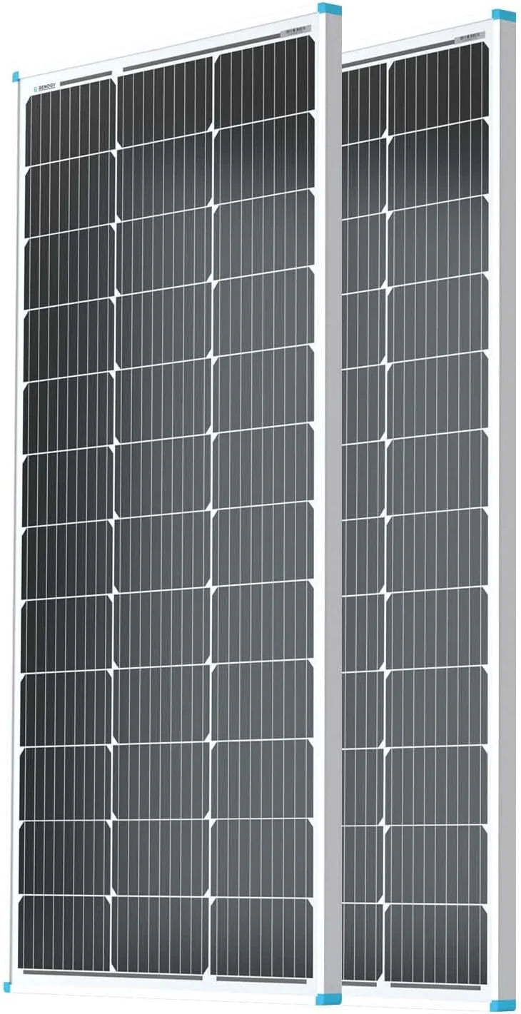 Solar Panel 100 Watt 12 Volt, High-Efficiency Monocrystalline PV Module Power Charger for RV Marine Rooftop Farm Battery and Other Off-Grid Applications, RNG-100D-SS, Single 100W F0286