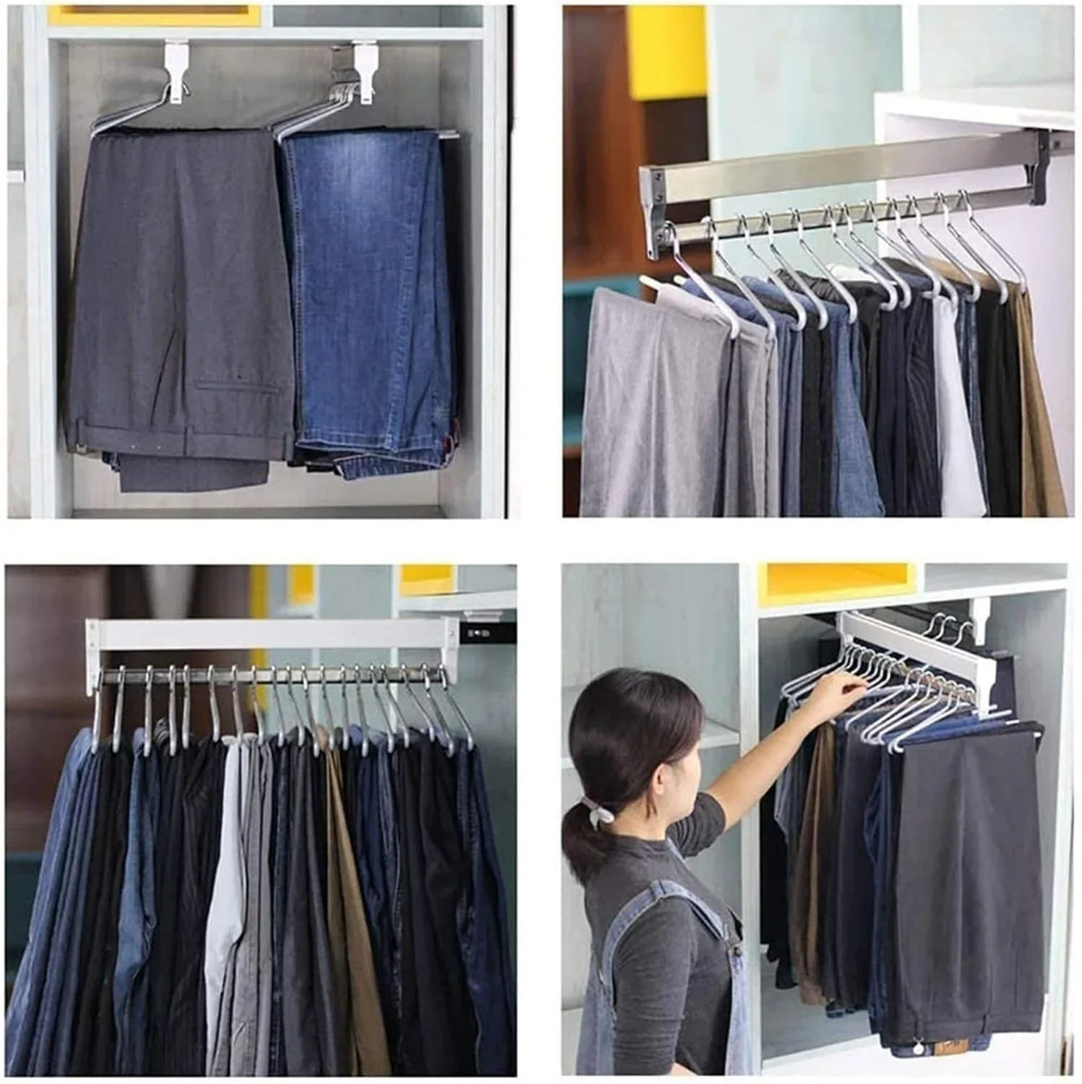 Floor-Standing Solid Wood Rotating Coat Rack，Adjustable Steel Clothes Rail - Extendable 30-80cm Garment Organizer for Closet Storage, Heavy-Duty 25kg Load Capacity, Space-Saving Hanger Rack