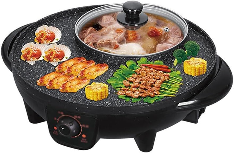 Hot Pot Barbecue Integrated Pot Home Smokeless Electric Barbecue Pan Roaster Electric Grill Kitchen Appliances F7471