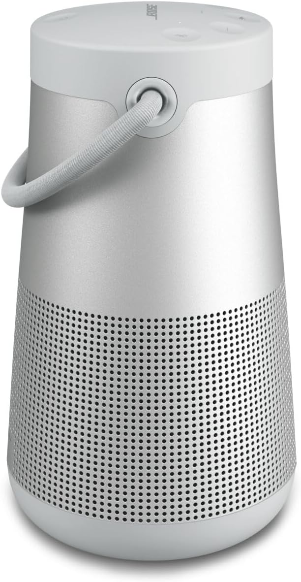 Wireless speaker, portable speaker with microphone, wireless and waterproof, 360-degree omnidirectional sound output, long-lasting battery and handle, silver appearance E3350