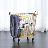 Laundry Hamper with Wheels, Round Mesh Metal Rolling Basket, Iron for Bathroom, Bedroom, Room, Toy & Clothes Storage - 45 * 42.5cm