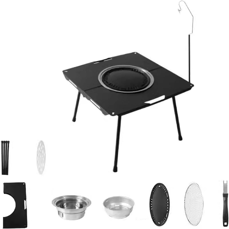Outdoor Grill Table Foldable, Easy to Carry Can Hang Items Multi-Purpose, Aluminum Alloy, Portable Camping Table Foldable, for Picnic, BBQ, Making Tea D8716