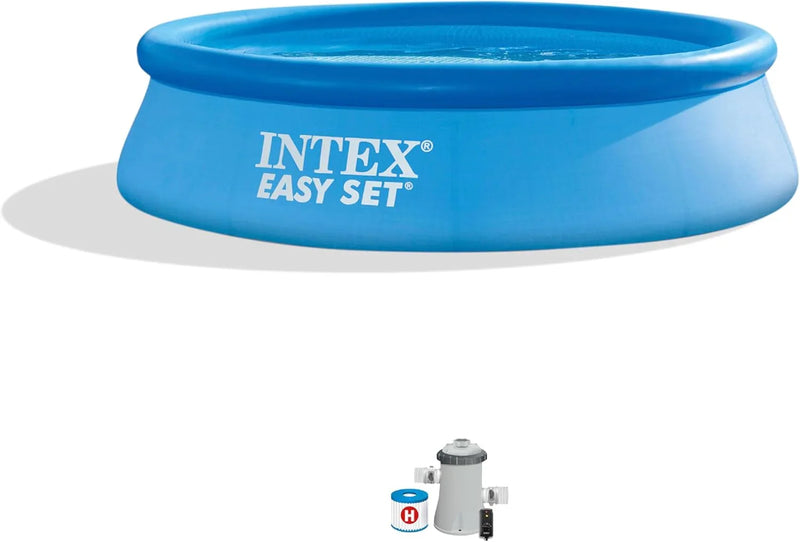 28167EH Easy Set Inflatable Swimming Pool Set: 15ft x 48in – Includes 1000 GPH Cartridge Filter Pump – Removable Ladder – Pool Cover – Ground Cloth J2028