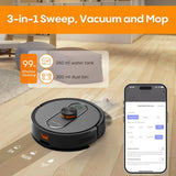 Robot Vacuum and Mop with Self-Emptying, 5000Pa Robotic Vacuum with LiDAR Navigation, Mapping, 60-Day Hands-Free Cleaning, No-Go Zones,Wi-Fi/App/Alexa Control, Ideal for Pet, Hard Floors, Carpet