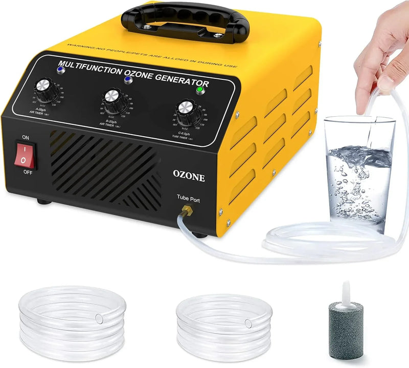 Ozone Generator 40,000 mg/hour, Dual Mode, Professional O3 Odor Eliminator, Equipped with a booster pump, 20,000 mg, 20,000 mg and 500 mg three timing functions, applicable area 7000 square feet, highly suitable for home and car use. T5790