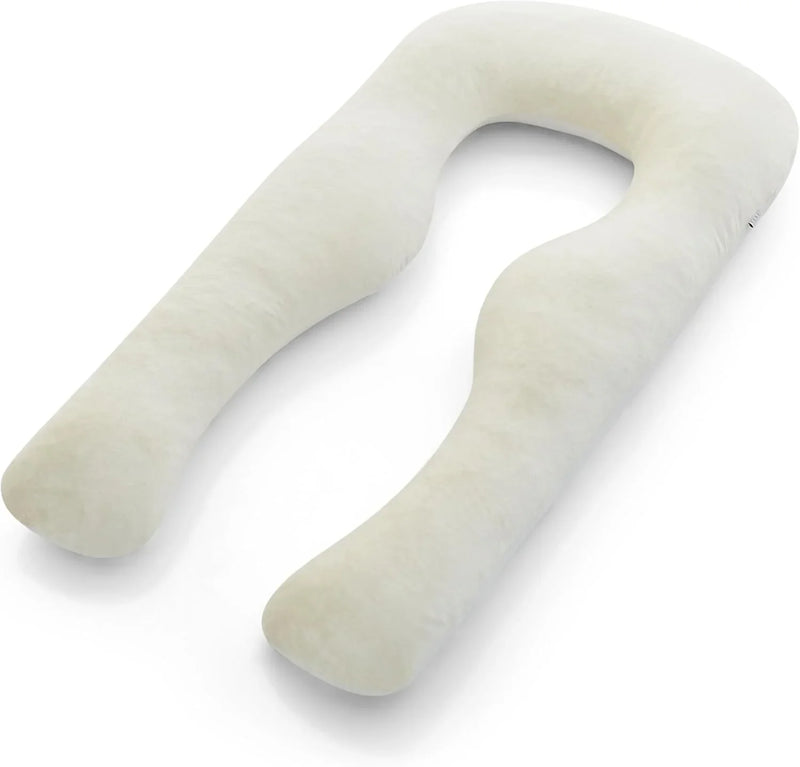 Body Pillow | Elegant U-shaped Pregnancy Pillow - Organic Bamboo Fiber Cotton - Crushed Cooling Gel Filling - Ergonomic Design - Dual-Sided Use - Washable Z6558