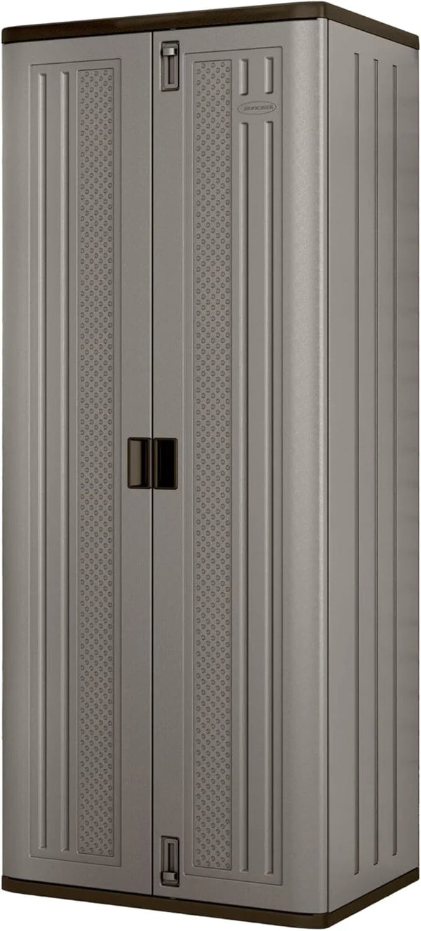 72-Inch Platinum Resin Storage Cabinet with Durable Double-Wall Construction, and Metal-Reinforced Shelves for Basement, Utility Room and Garage Storage, Platinum, Made in the USA M5378