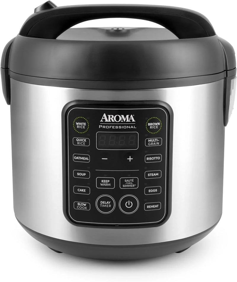 Digital rice cooker, 4 cup capacity (uncooked state) / 8 cup capacity (cooked state), steamer, multi-functional cooking pot, slow cooker, oatmeal pot, automatic insulation function, 2 gallons, stainless steel shell T7653