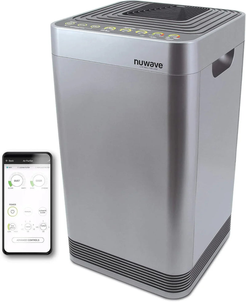 Whole-house air purifier, Ospip intelligent air purifier, equipped with a five-level tower structure filter, air quality and odor sensors, bedroom sleep mode, can remove 99.99% of dust, smoke, pollen and allergens. E8877