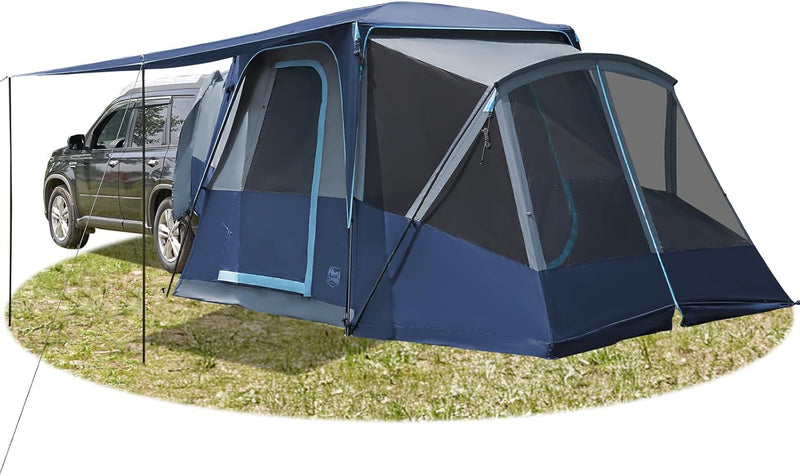 5-9 Person SUV Tent with Screen Porch and Awning for Family Camping, Weather Resistant and Portable Van or Car Tent, Includes Rainfly and Storage Bag, 13' W X 10' L X 7.1' H D6146