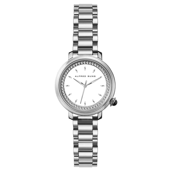 Alfred Sung White Dial Women's Watch D5508