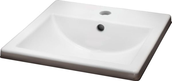 Marquette Square Drop-In Bathroom Sink/Basin with Overflow, White, 16x16-in E3033