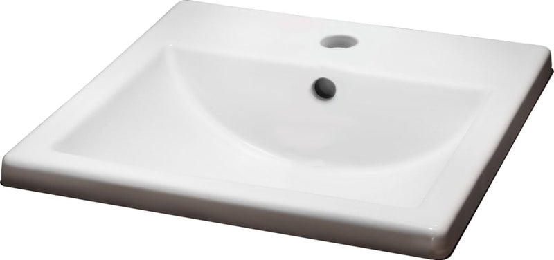 Marquette Square Drop-In Bathroom Sink/Basin with Overflow, White, 16x16-in E3033