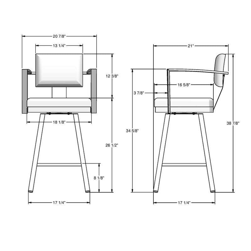 Akers Swivel Counter Stool with Padded Backrest, Multiple Colours, 26-in A6733