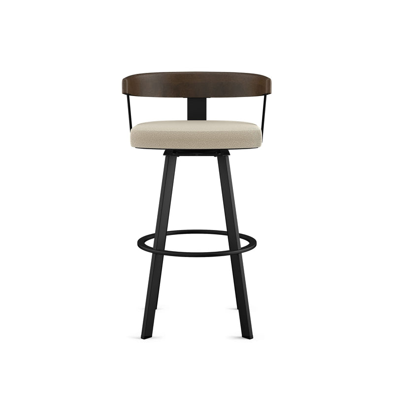 Lars Wood Swivel Bar Stool with Backrest, Black Frame, 30-in G7397
