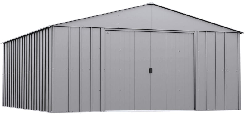 Classic 14x17-ft Flute Grey Corrosion-Resistant Metal Shed F4373