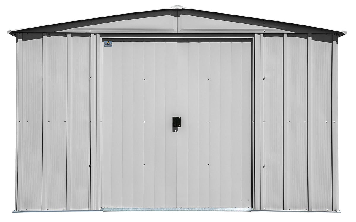 Classic Galvanized Steel Storage Shed, Flute Grey, 10-ft x 8-ft