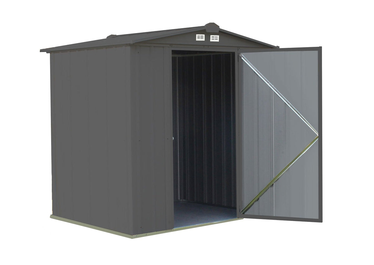 EZEE Galvanized Steel Storage Shed with Low Gable Roof, Charcoal, 6-ft x 5-ft