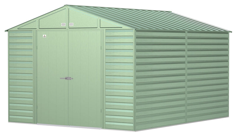 Select Galvanized Steel Storage Shed, Sage Green, 10-ft x 12-ft P5074