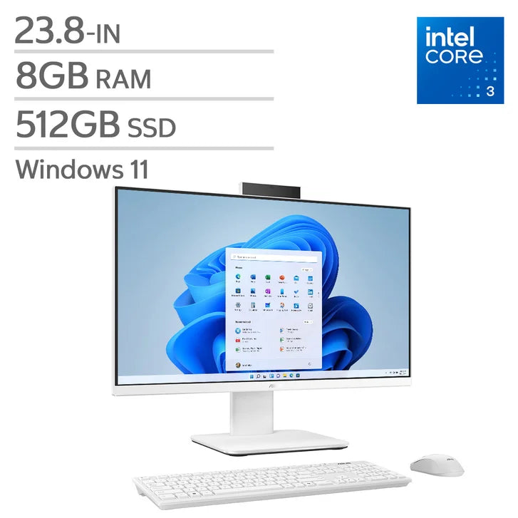 ASUS 23.8-in All-in-One Desktop, Intel Core i3-1315U - 8GB RAM, 512 GB SSD X1155
