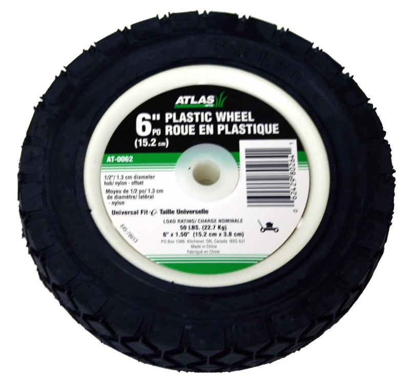 Lawn Mower Replacement Wheel, Wide Tread, 6-in x 1.5-in Q0629