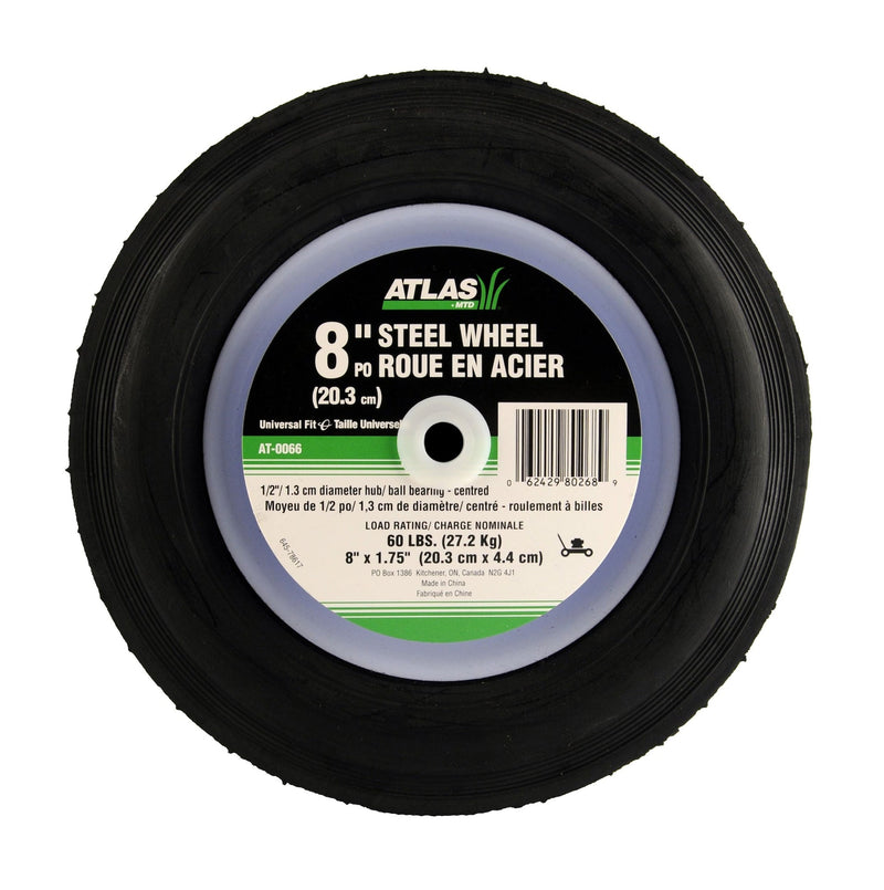 Steel Lawn Mower Replacement Wheel with Ball Bearings, 8-in x 1.5-in A0897