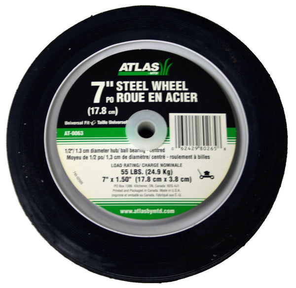 Steel Lawn Mower Wheel with Ball Bearings, 7-in x 1.5-in Z4346
