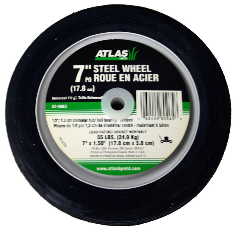 Steel Lawn Mower Wheel with Ball Bearings, 7-in x 1.5-in Z4346