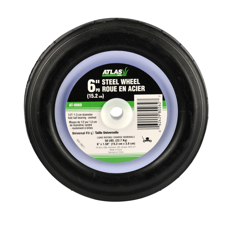 Steel Mower Wheel with Ball Bearings, 6-in B5171