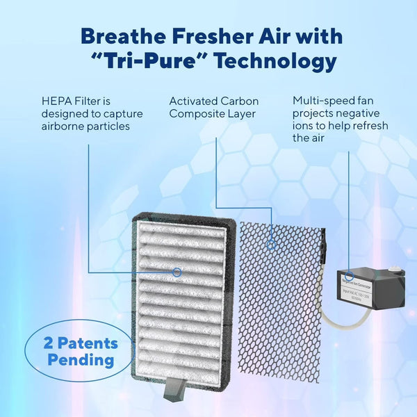 DSTx Portable Air Purifier - HEPA Filter, Plug-In Ionizer for Home, Bedroom, Pets, Smoke, Dust, and Odors J6134