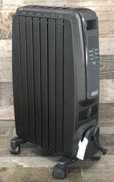 Oil Filled Radiator Space Heater, Quiet 1500W, Adjustable Thermostat, 3 Heat Settings, Timer, Energy Saving, Safety Features, White, Dragon TRD40615EBKCA, Black