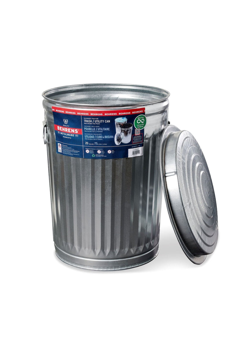 Galvanized Steel Circular Multi-Purpose Garbage Can, 75-L (19.8 US gal) N5948