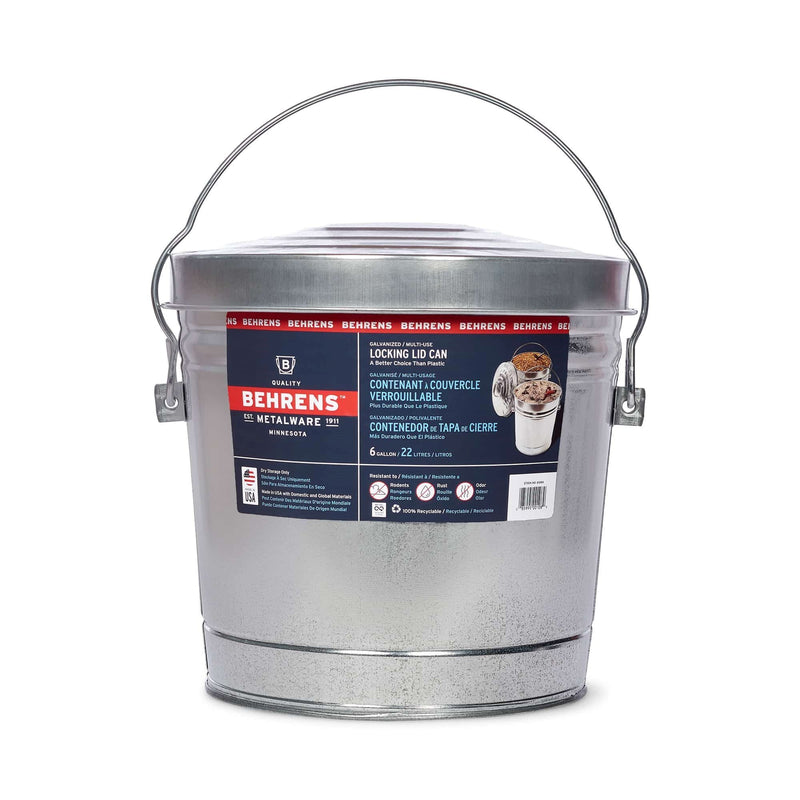 Galvanized Steel Multi-Use/Garbage Can with Locking Lid, 22-L (6 US gal) J5841