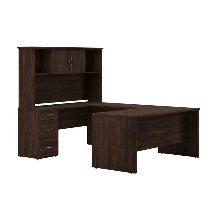 Bestar - Gosford U-Shaped Desk with Hutch J3351