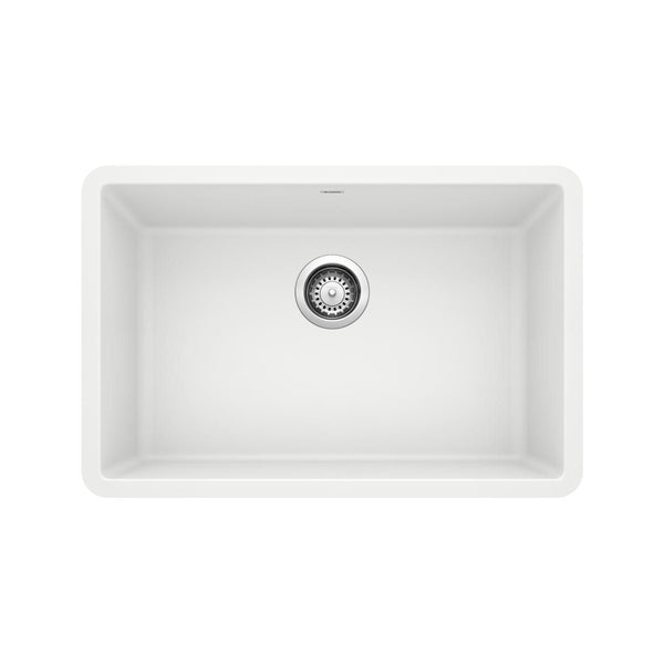 Precis 27-in Single Bowl Undermount Kitchen Sink, White P0534