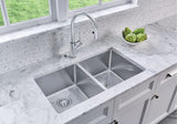 Quatrus R15 32-in 50/50 Double Bowl Undermount Stainless Steel Kitchen Sink