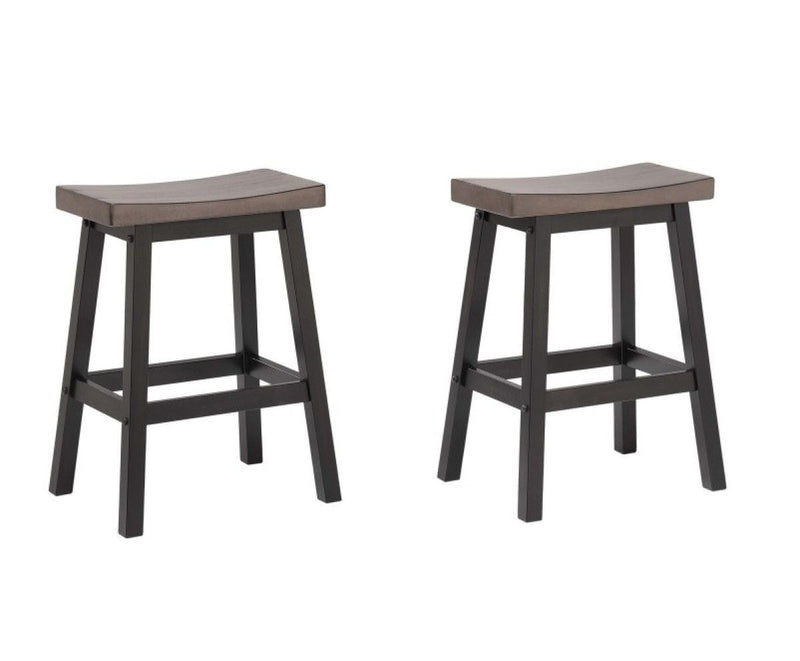 Arnold Oak/Dark Grey Counter/Bar Stool with Back Rest, 2-pc I7453