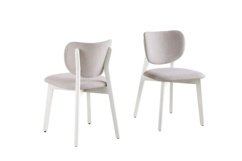 Dua Cream Fabric Upholstered Dining Chair with Curved Backrest, 2-pc E5705