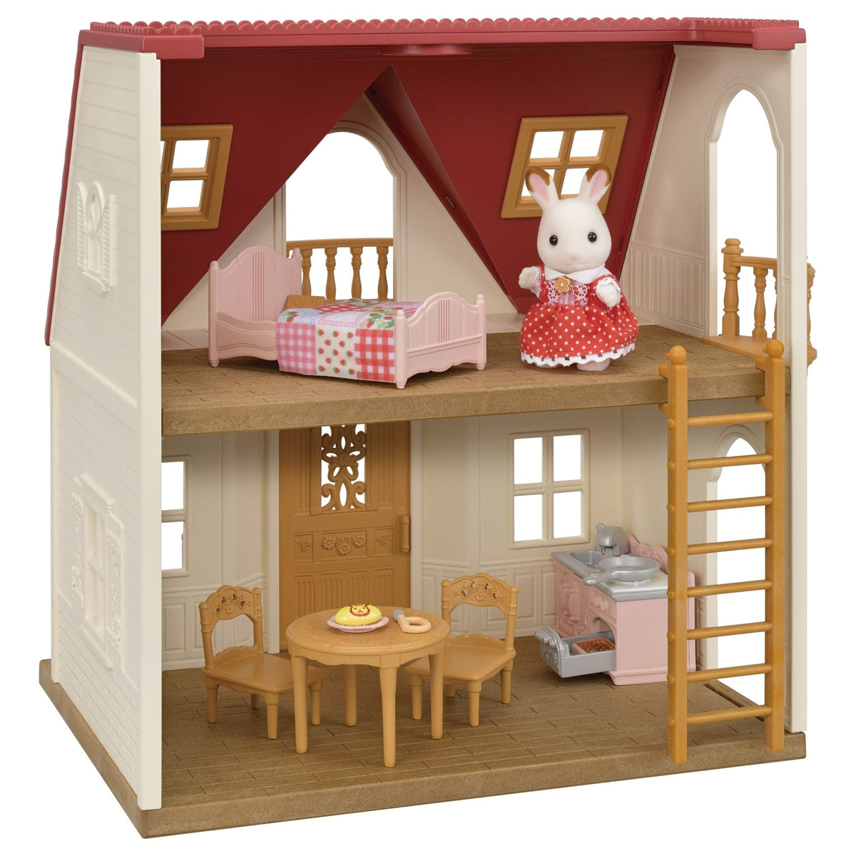 Calico Critters Red Roof Cozy Cottage Dollhouse Playset with Figure and Furniture
