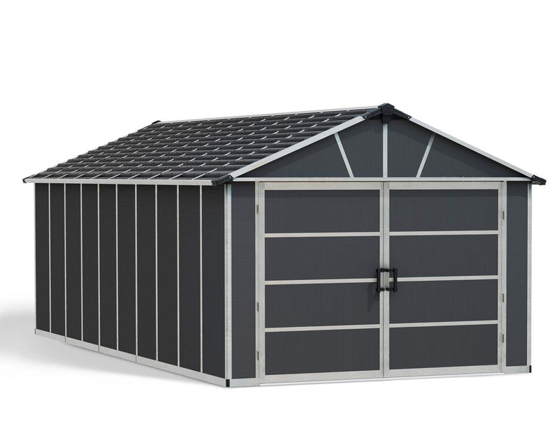 by Yukon 2-Door Car Garage/Utility Storage Shed Kit, Dark Grey, 11x21-ft P2749